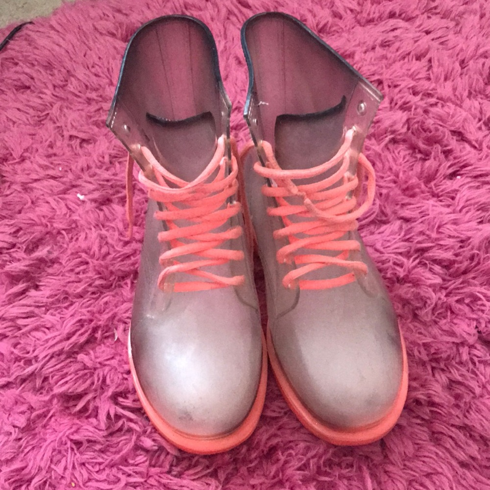 Clear rain boots